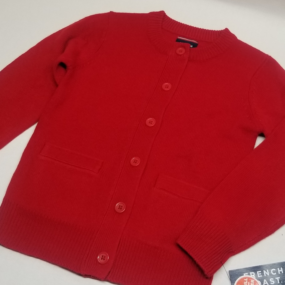 French Toast Girls Anti Pill Crew Neck Cardigan Sw